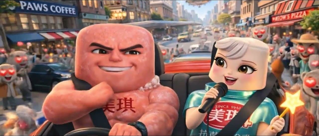 創意潛力獎作品《洗掉煩惱》動畫畫面,香皂角色開著車